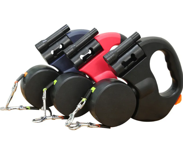 Chic Charm Auto Double Dog Leash Retractable Lead