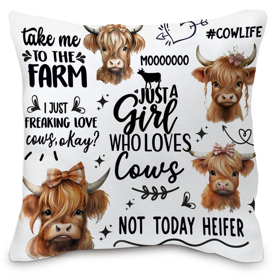 Chic Charm Highland Cow Throw Pillow Cover 18x18 Inch