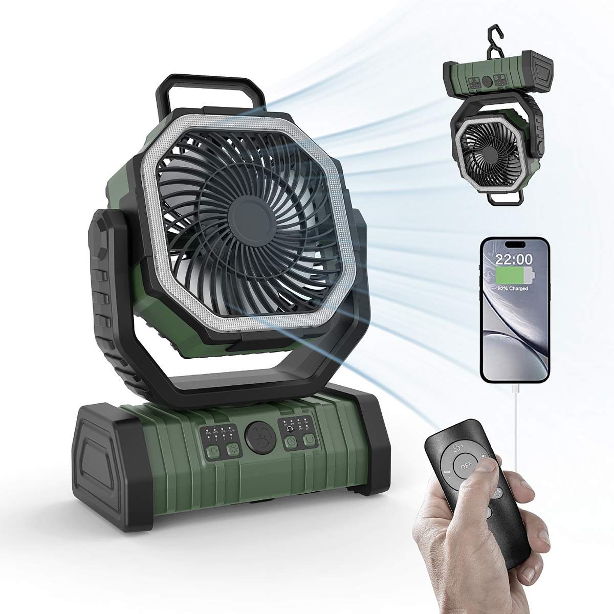 Chic Charm Outdoor Power Bank LED Camping Fan