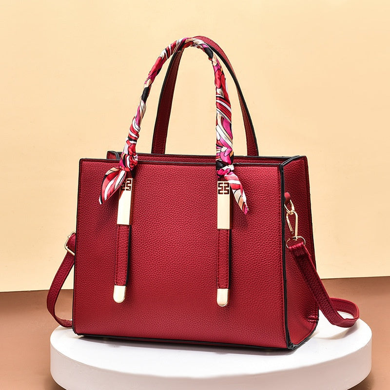 Chic Charm Large Capacity One-Shoulder Leather Handbag
