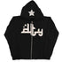 Chic Charm Star Printed Zip Up Hoodie