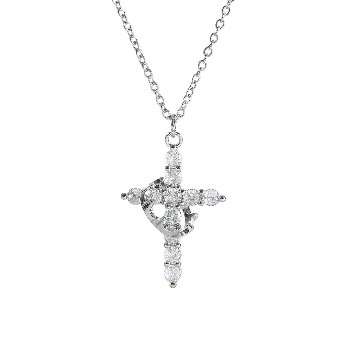 Chic Charm Crown Cross Necklace Elegant Jewelry