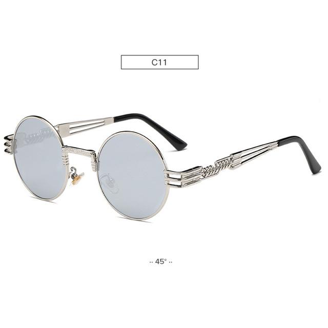 chic charm Spring Leg Round Frame Metal Sunglasses