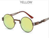 chic charm Spring Leg Round Frame Metal Sunglasses
