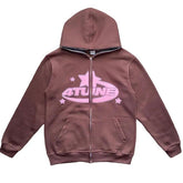 Chic Charm Star Printed Zip Up Hoodie