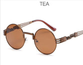 chic charm Spring Leg Round Frame Metal Sunglasses