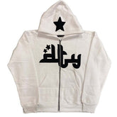 Chic Charm Star Printed Zip Up Hoodie