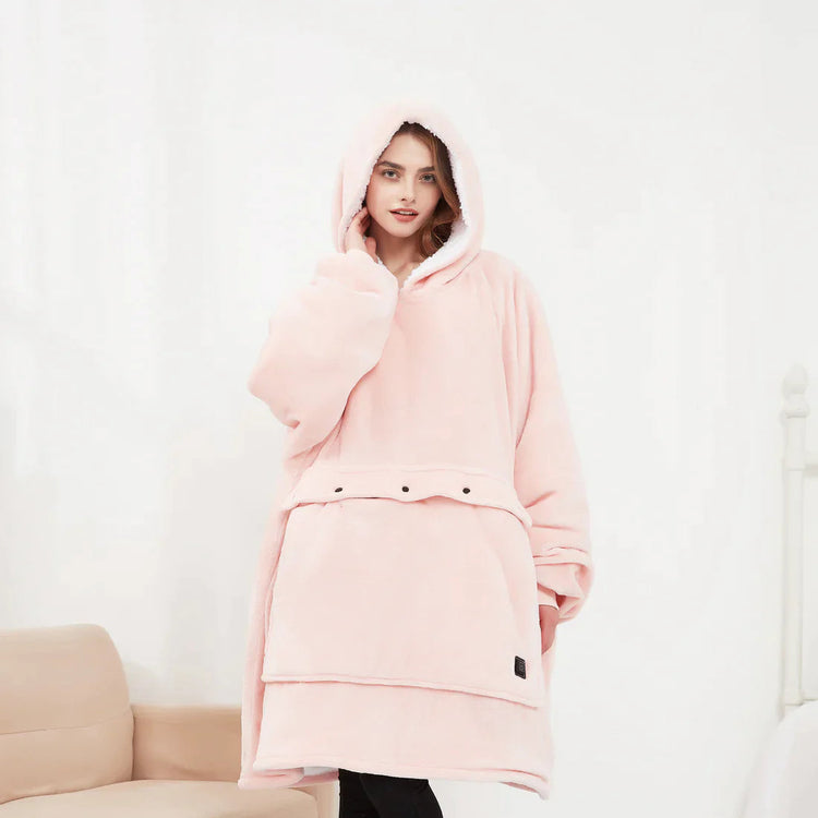 Chic Charm Heated Hoodie Blanket Cozy Wearable Blanket