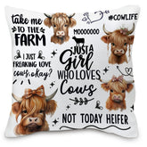 Chic Charm Highland Cow Throw Pillow Cover 18x18 Inch