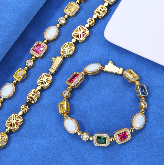 Chic Charm Gold-Plated Hip-Hop Gemstone Necklace