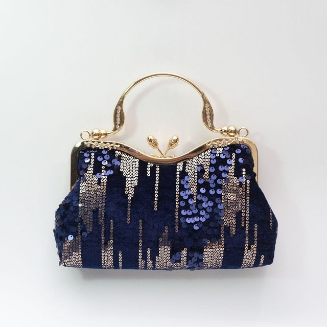 Chic Charm Velvet Sequin Evening Clutch Handbag