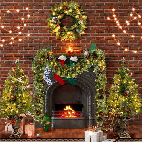 Chic Charm Pre-Lit Artificial Christmas Tree 4-Piece Set