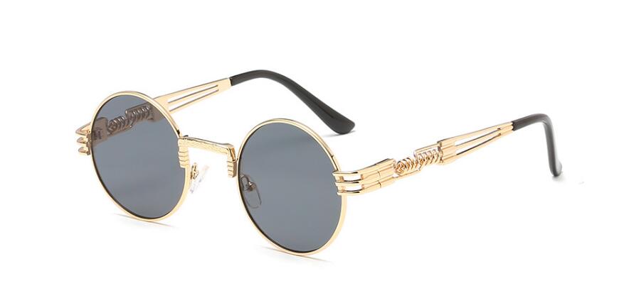 chic charm Spring Leg Round Frame Metal Sunglasses