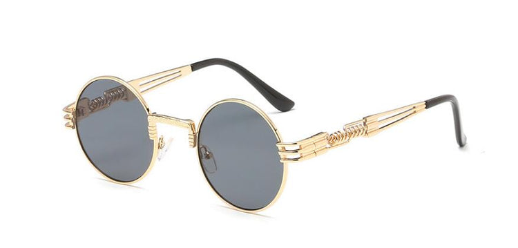 chic charm Spring Leg Round Frame Metal Sunglasses