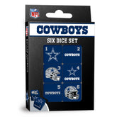 Chic Charm Dallas Cowboys NFL Dice Set featuring six dice with team logos and numbers.