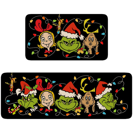 Chic Charm Christmas Kitchen Rug Mat Set of 2