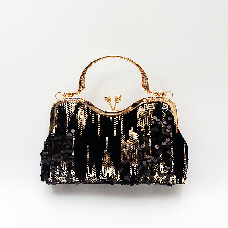 Chic Charm Velvet Sequin Evening Clutch Handbag