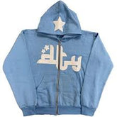 Chic Charm Star Printed Zip Up Hoodie