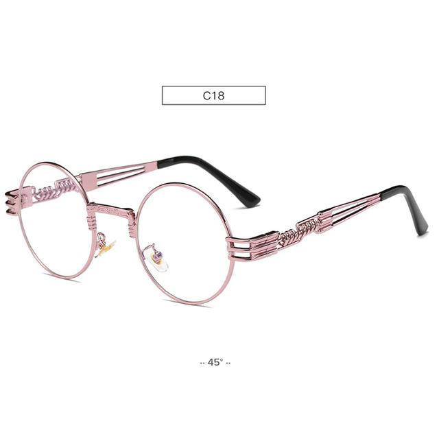 chic charm Spring Leg Round Frame Metal Sunglasses